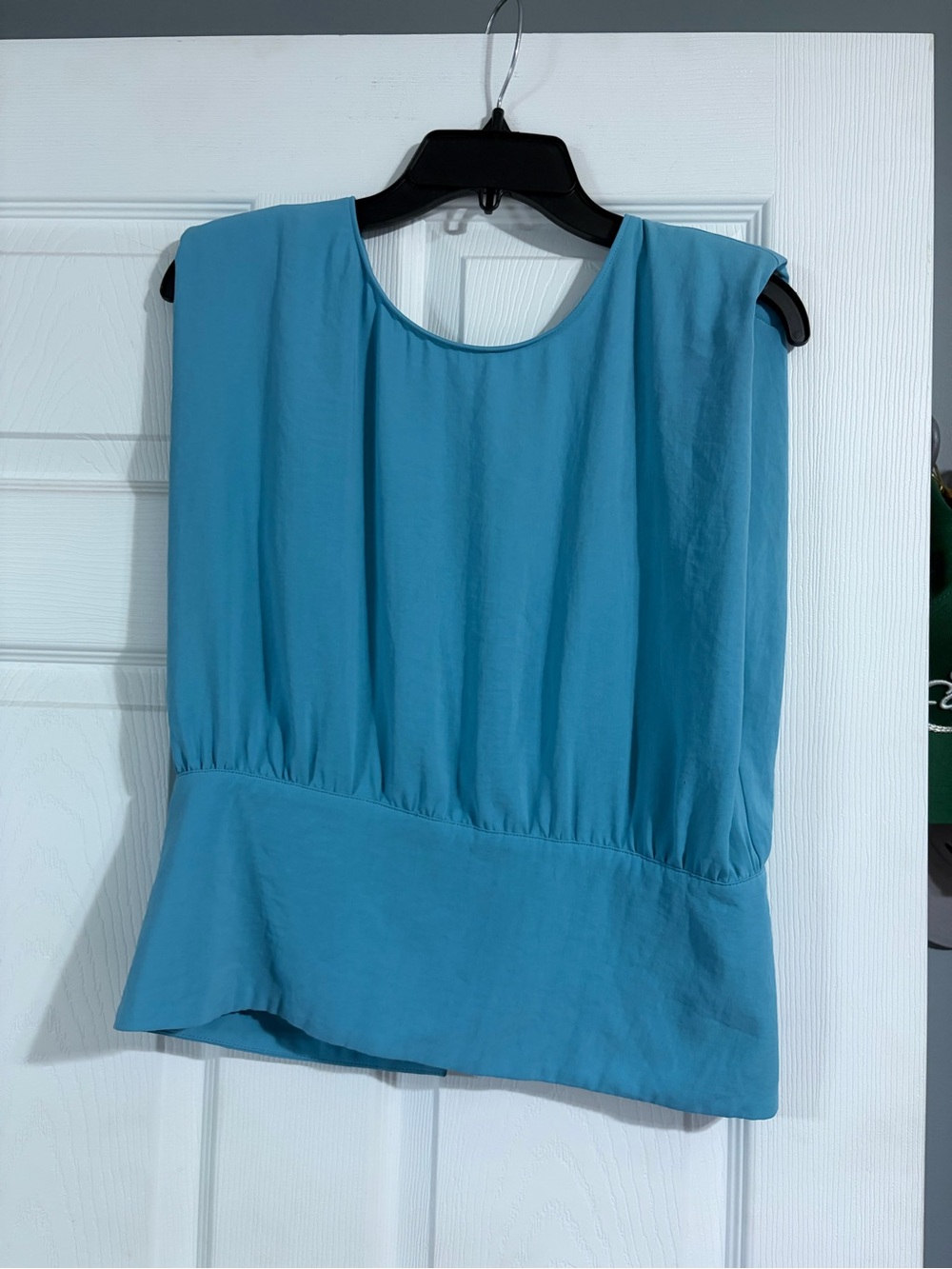 Charisma Turquoise Sleeveless Pleated Waist Blouse